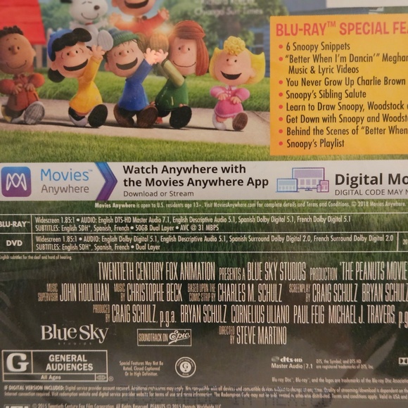 Blue Sky Studios THE PEANUTS MOVIE Blu-Ray + DVD + Digital - Picture 4 of 4
